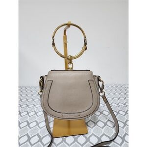 Authentic CHLOE Motty Leather/Suede Small Nile Bracelet Bag Beige